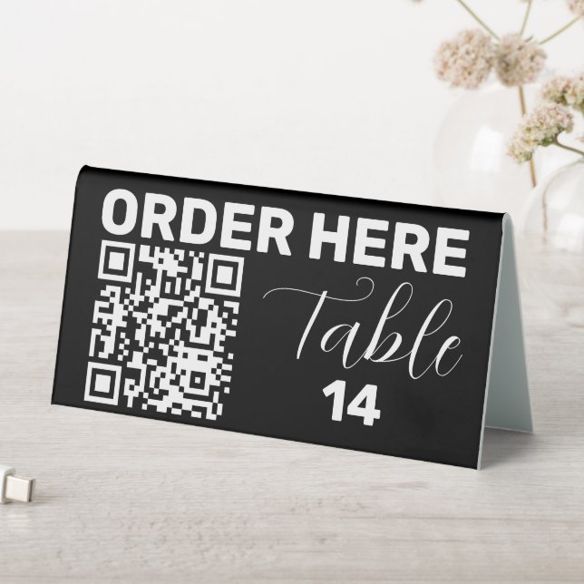 Order Here Qr Code Black White Chic Modern (In SItu (Table))