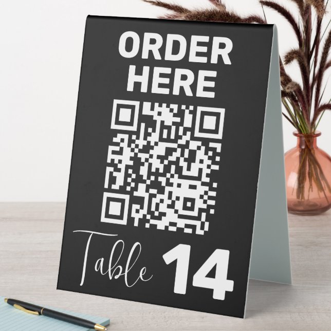 Order Here Qr Code Black White Chic Modern (In SItu (Table))