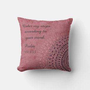 Order My Steps Psalm 119  Rust Doily Pillow