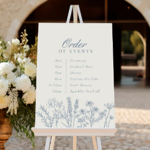 Order of Events Wedding Periwinkle Blue Wildflower Poster