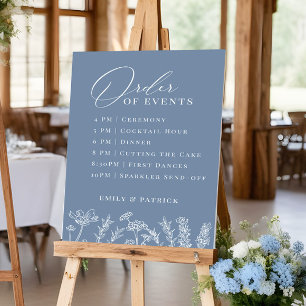 Order of Events Wedding Periwinkle Blue Wildflower Poster