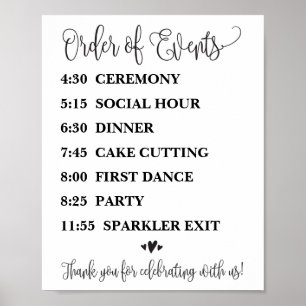 Order of Events Wedding Reception or Ceremony Sign