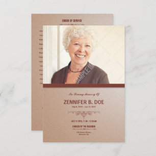Order of Service Funeral Program Card
