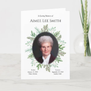 Order of Service   Greenery Funeral Program