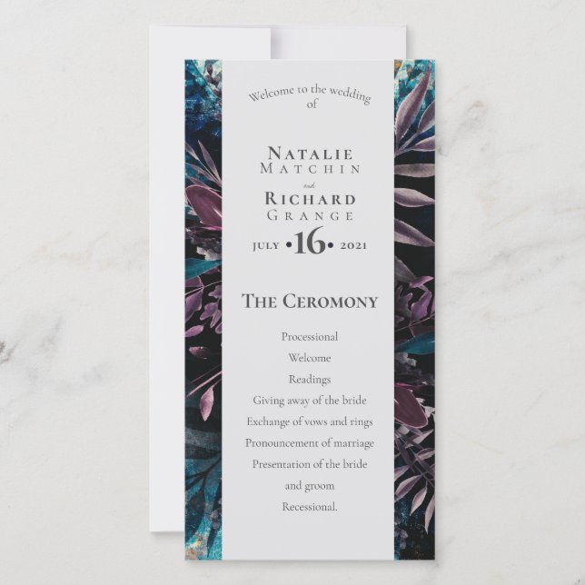 Order of service, program Dark and Moody (Front)