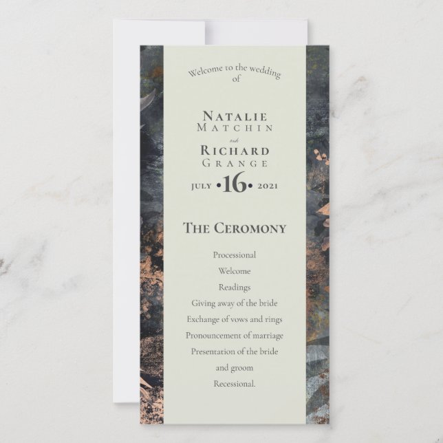 Order of service, program Slate & Grey gilded (Front)