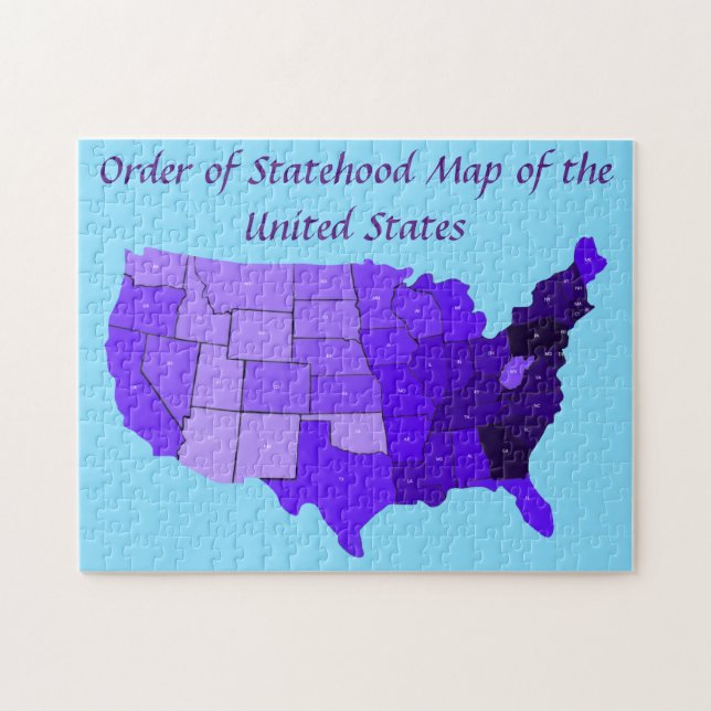 Order of Statehood Map of the U.S. puzzles (Horizontal)