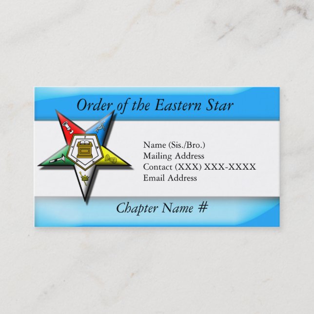 Order of the Eastern Star Blue Business Card (Front)