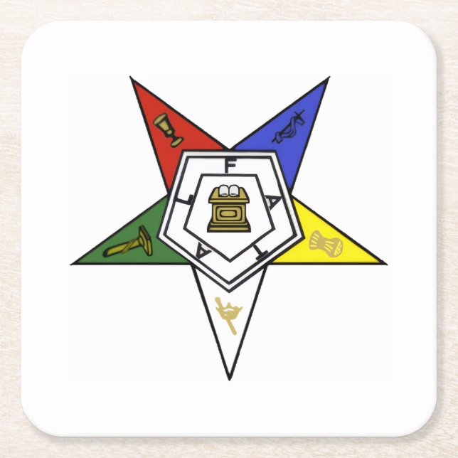 Order of the Eastern Star Emblem Square Paper Coaster (Front)