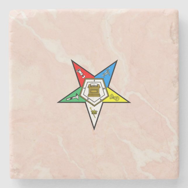 Order of the Eastern Star Pink Stone Coaster (Front)