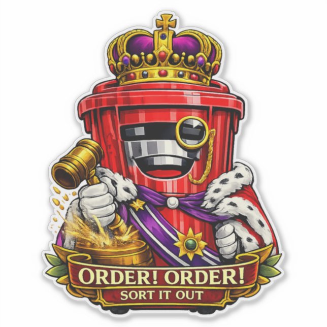 Order! Order! Sort It Out - Wheelie Bin Sticker (Front)