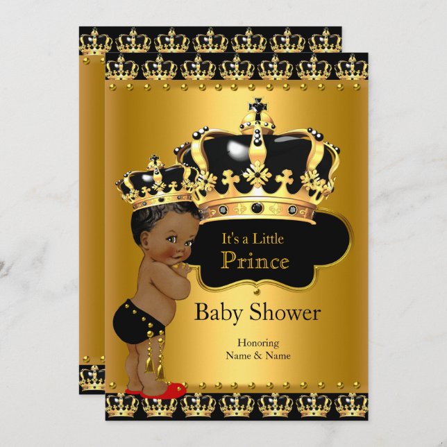 Order Prince Baby Shower Red Black Gold Invitation (Front/Back)