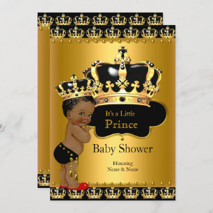 Order Prince Baby Shower Red Black Gold Invitation