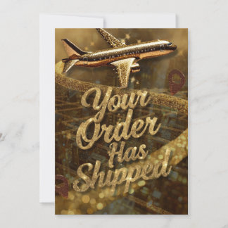 Order Shipped Gold Glitter Glam Announcement