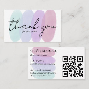 Order THANK YOU Pretty Minimalist Pastel Blobs Business Card