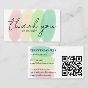Order THANK YOU Pretty Minimalist Pastel Blobs Business Card