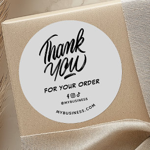 Order Thank You Web Address & Socials Business Classic Round Sticker