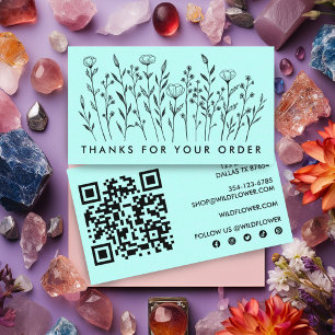 ORDER THANKS Wildflowers QR Code Social Icons  Business Card