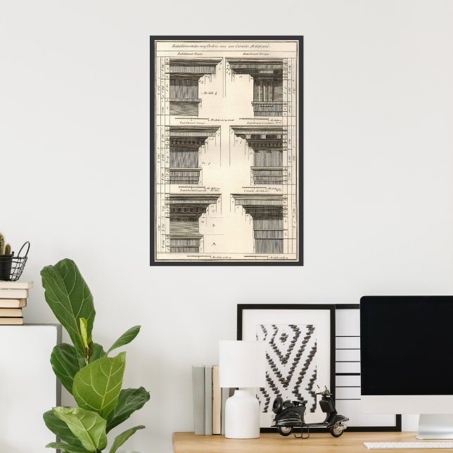 Orders of Architecture, Vintage Entablatures Poster (Home Office)