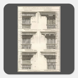 Orders of Architecture, Vintage Entablatures Square Sticker
