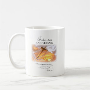 Ordination Anniversary Gift Mug, Cross Candle Coffee Mug