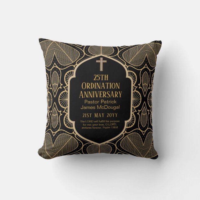 Ordination Anniversary Priest Pastor Deacon Clergy Cushion (Front)