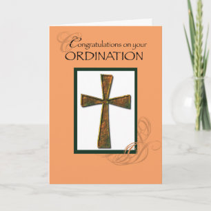 Ordination Congratulations Metallic Cross Card