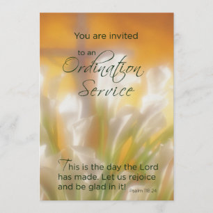 Ordination Service Invitation with Lilies and Cros