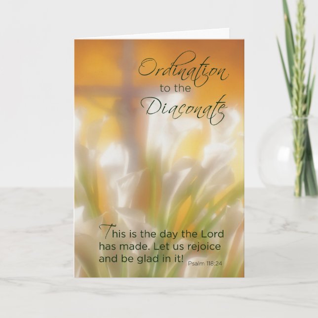 Ordination to Diaconate, Lilies and  Cross, Deacon Card (Front)