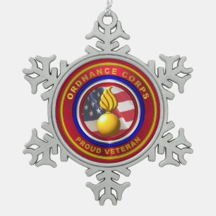 Ordnance Corps  Snowflake Pewter Christmas Ornament