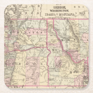 Ore, Wash, Ida, Mont Square Paper Coaster