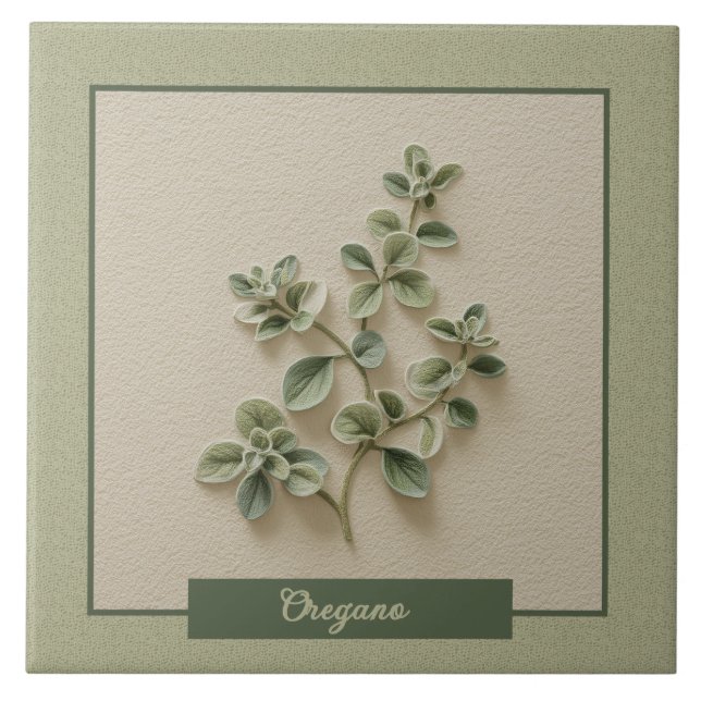 Oregano Herb Kitchen Decor Faux Relief Ceramic Tile (Front)
