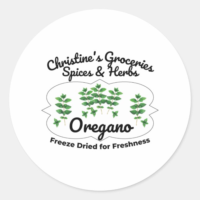 Oregano spice jar. classic round sticker (Front)