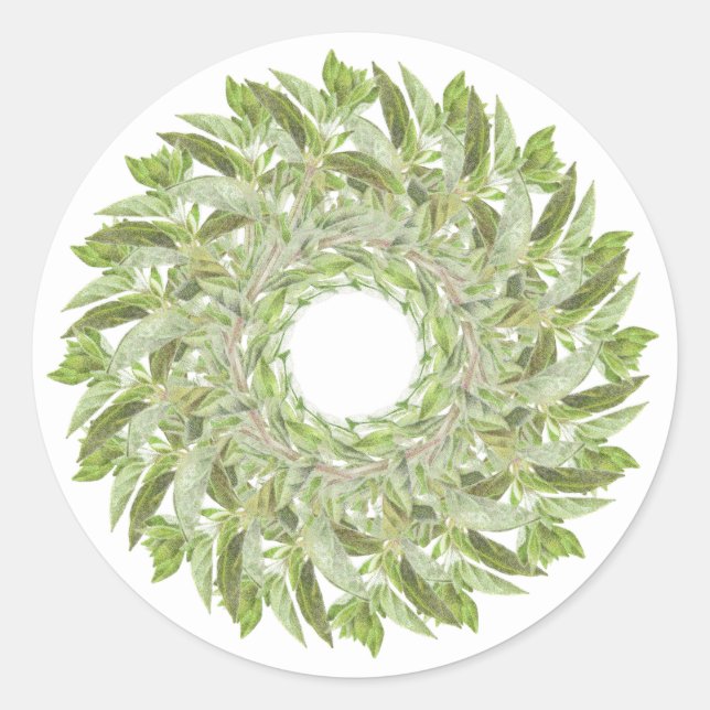 OREGANO WREATH Large Round Stickers (Front)