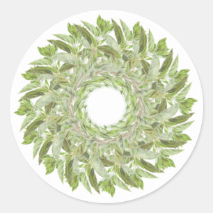 OREGANO WREATH Large Round Stickers