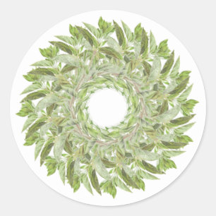 OREGANO WREATH Small Round Stickers