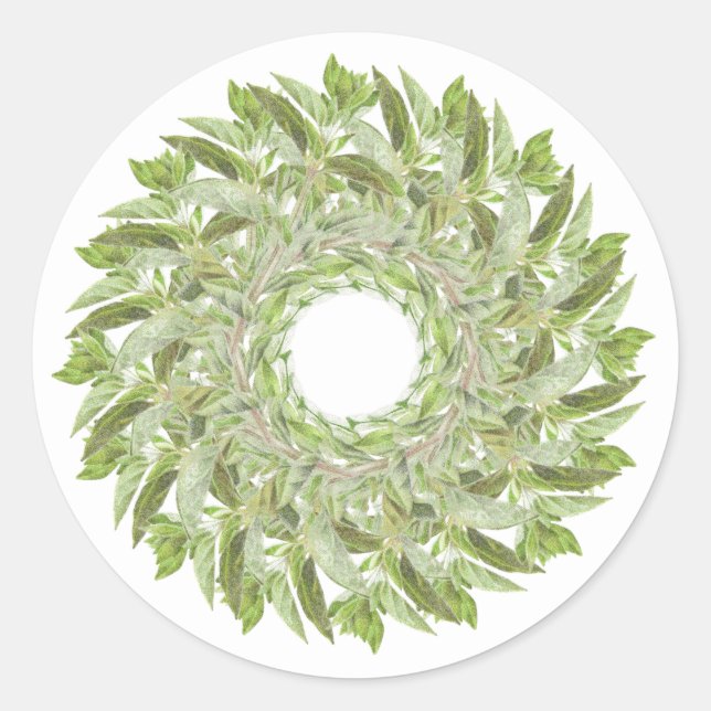 OREGANO WREATH Small Round Stickers (Front)