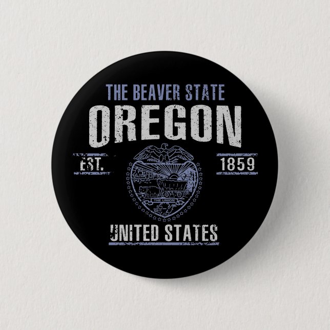 Oregon 6 Cm Round Badge (Front)