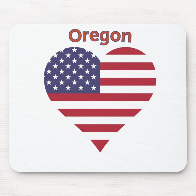 Oregon American Flag Heart Mouse Pad (Front)