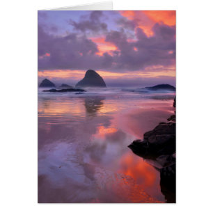 Oregon beach and sea stacks, sunset
