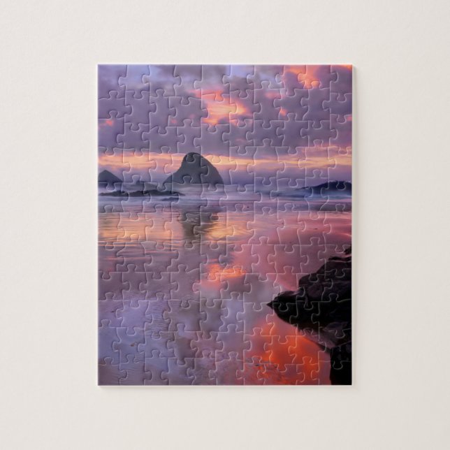 Oregon beach and sea stacks, sunset jigsaw puzzle (Vertical)