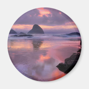 Oregon beach and sea stacks, sunset magnet