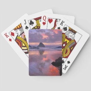 Oregon beach and sea stacks, sunset playing cards