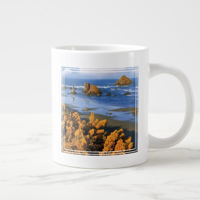 Oregon Beach View In Bandon Large Coffee Mug (Right)
