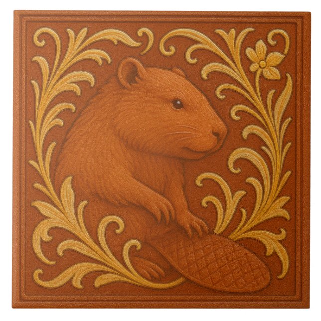 Oregon Beaver - Ceramic Tile (Front)