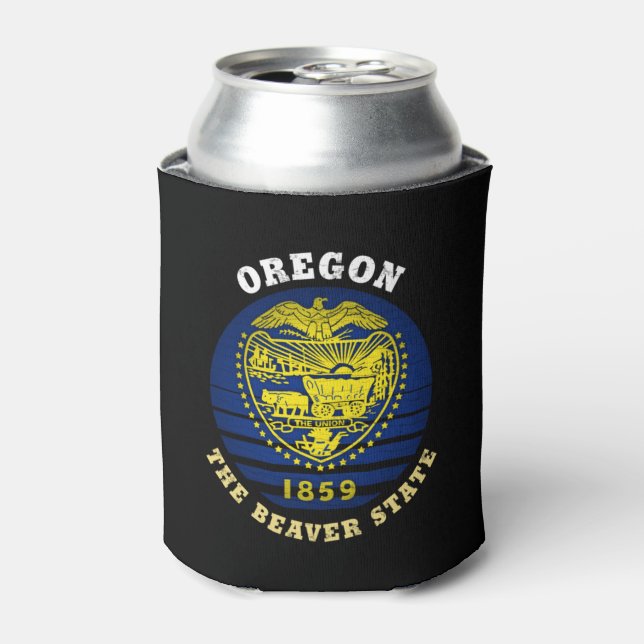 OREGON BEAVER STATE FLAG  CAN COOLER (Can Front)