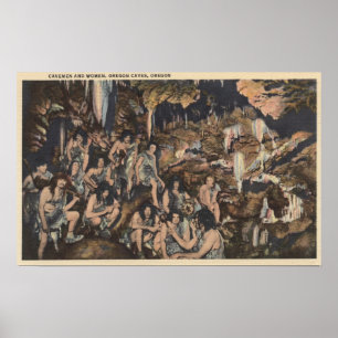 Oregon Caves - Cavemen and Women in Caves Poster