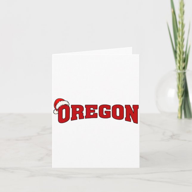 Oregon Christmas Santa Hat Retro Throwback Souveni Card (Front)
