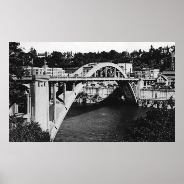 Oregon City, OR Highway Bridge over Willamette Poster (Front)