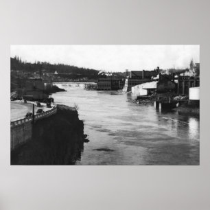 Oregon City, OR Willamette Falls and Paper Mills Poster